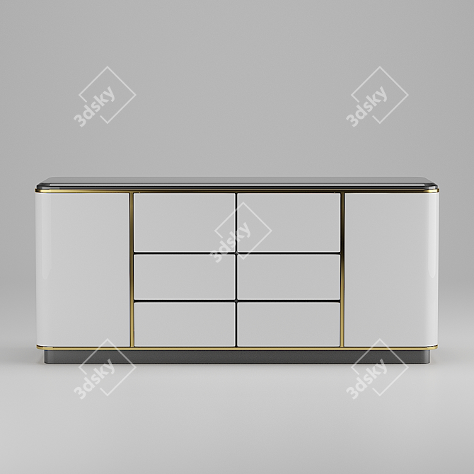 Modern Chest Round with Drawers & Doors 3D model image 1