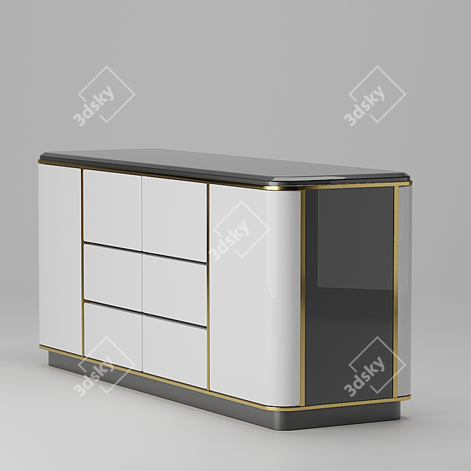 Modern Chest Round with Drawers & Doors 3D model image 2