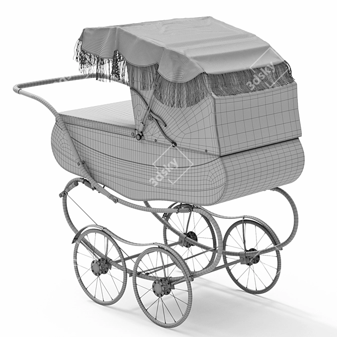 1960s Vintage Restmor Carriage Pram 3D model image 5