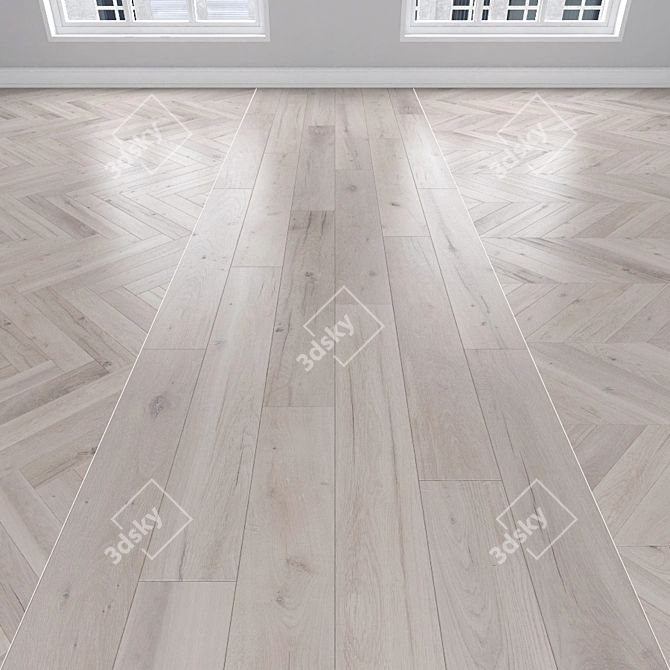 White Oak Parquet: Herringbone, Linear, Chevron 3D model image 1