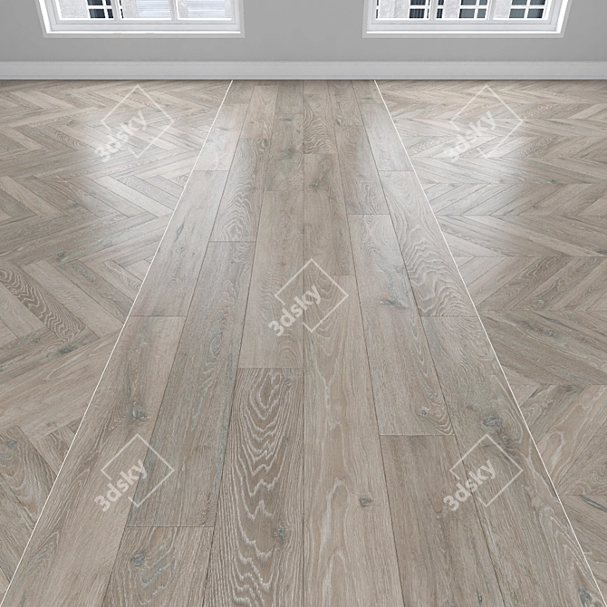 Oak Parquet: Herringbone, Linear & Chevron Flooring 3D model image 1