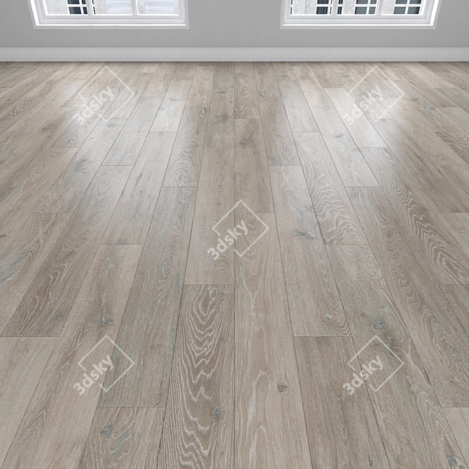 Oak Parquet: Herringbone, Linear & Chevron Flooring 3D model image 2