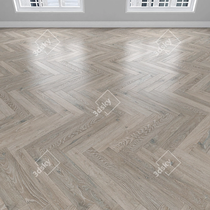 Oak Parquet: Herringbone, Linear & Chevron Flooring 3D model image 3