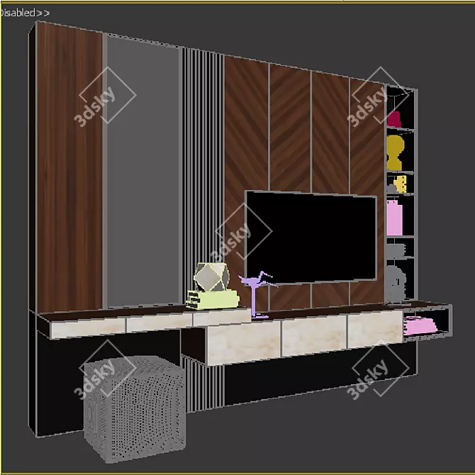 Modern TV Stand with V-Ray Rendering 3D model image 2