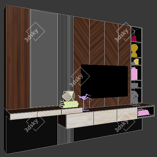 Modern TV Stand with V-Ray Rendering 3D model image 4