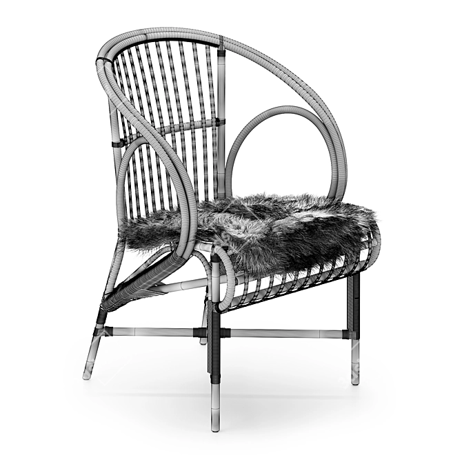  Rustic Rattan Bliss Chair 3D model image 4