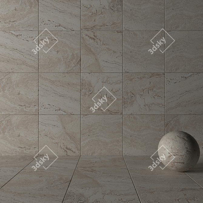 Antico Ivory Stone Wall Tiles Set 3D model image 3
