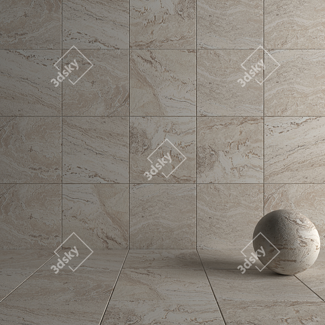 Antico Ivory Stone Wall Tiles Set 3D model image 4