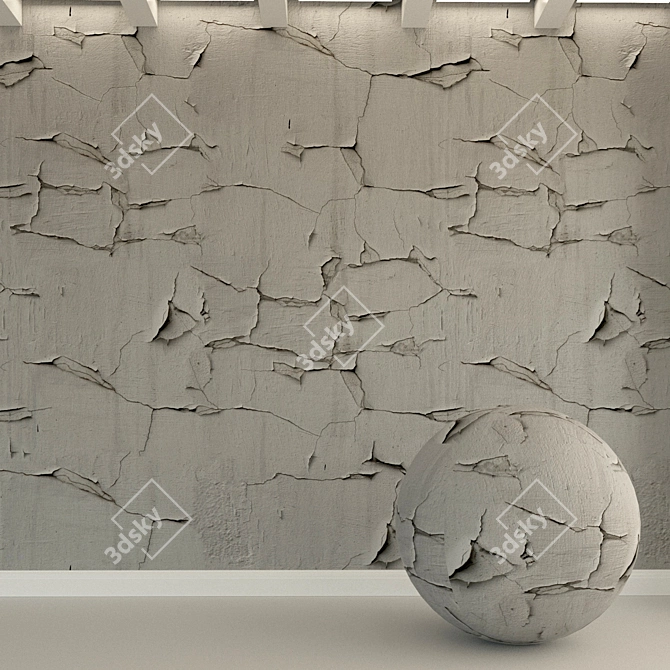 Aged Stucco Concrete Wall 3D model image 1