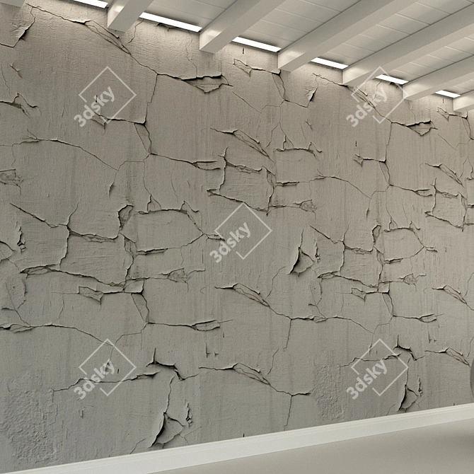 Aged Stucco Concrete Wall 3D model image 2