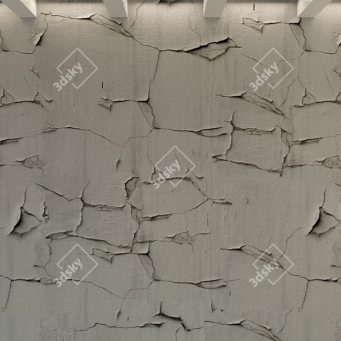 Aged Stucco Concrete Wall 3D model image 3