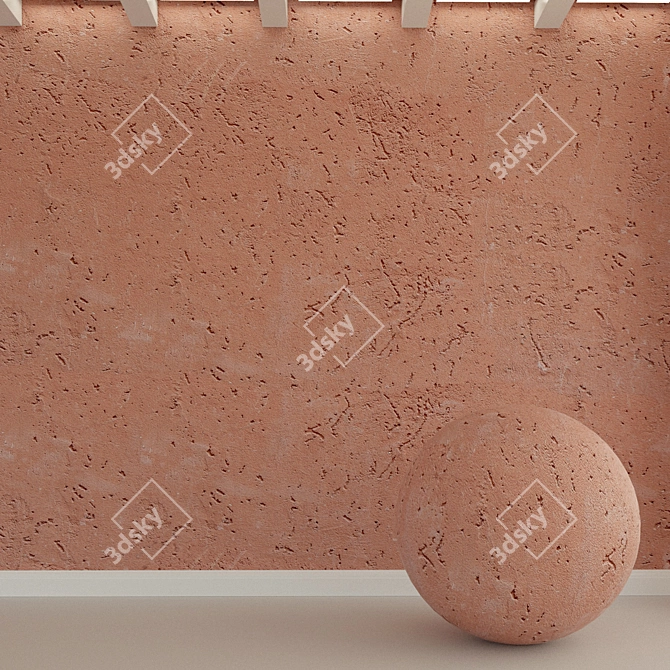 Aged Concrete Wall with Seamless Stucco Texture 3D model image 1