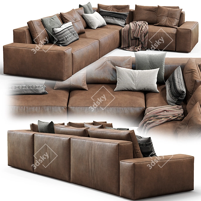 Modern Jesse Leather Sofa 3D model image 1