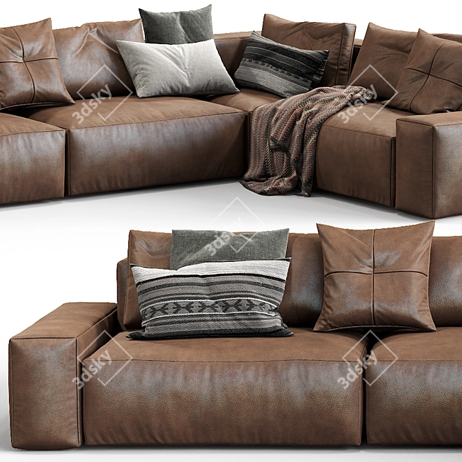 Modern Jesse Leather Sofa 3D model image 3