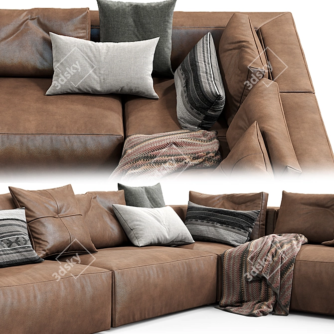 Modern Jesse Leather Sofa 3D model image 5