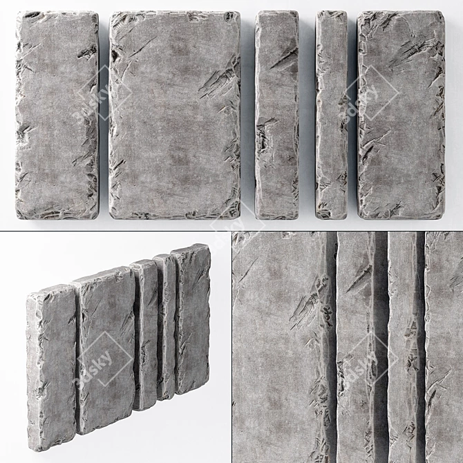 Sleek Slab Stone Wall N1 3D model image 1