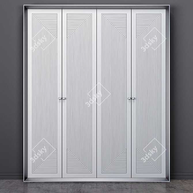 Elegant Wood Wardrobe 3D model image 1