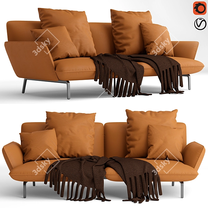 Zanotta Dove 2-Seater Sofa: Contemporary Elegance for Your Home 3D model image 1