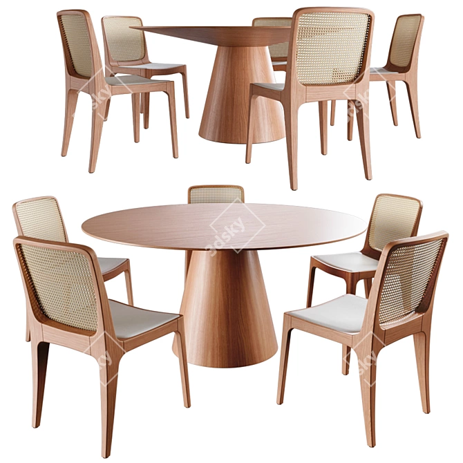 Bossa Palha Dining Set: Elegant, Textured, and Rendering-Ready 3D model image 1