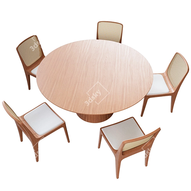 Bossa Palha Dining Set: Elegant, Textured, and Rendering-Ready 3D model image 3