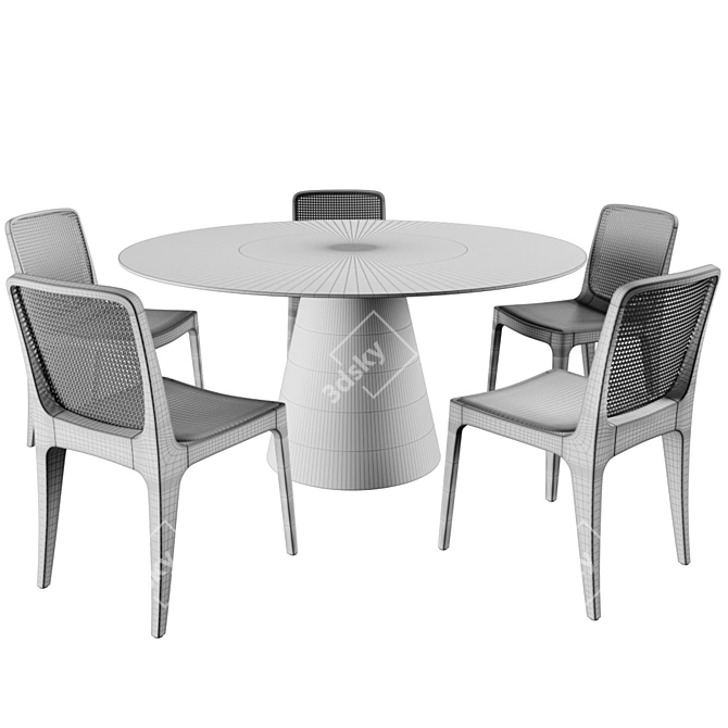 Bossa Palha Dining Set: Elegant, Textured, and Rendering-Ready 3D model image 4