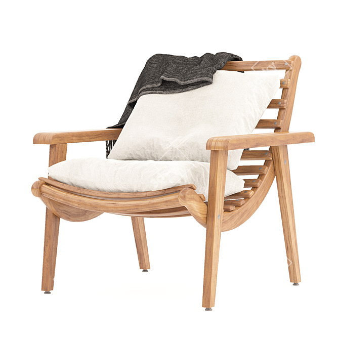Rustic Wood Outdoor Lounge 3D model image 1