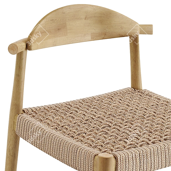 Rustic Wood Seat Bar Stool 3D model image 4
