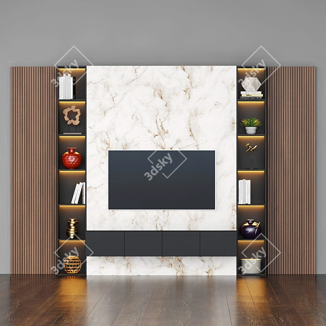 Sleek Modern TV Stand 60"  3D model image 1