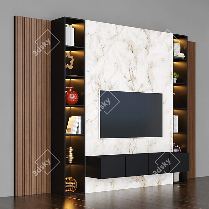 Sleek Modern TV Stand 60"  3D model image 2