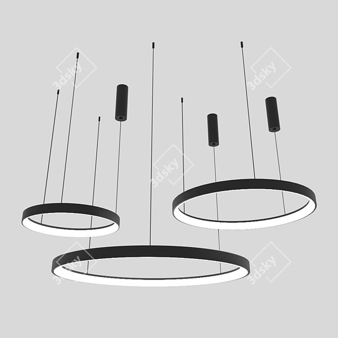 Modern Black LED Ring Pendant 3D model image 1