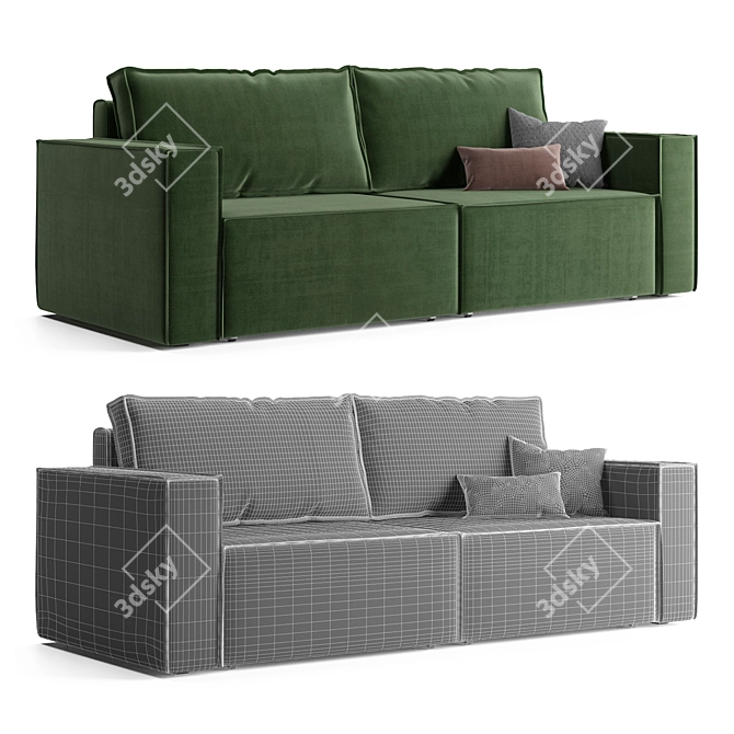 Stylish Loft Velvet Sofa 3D model image 4