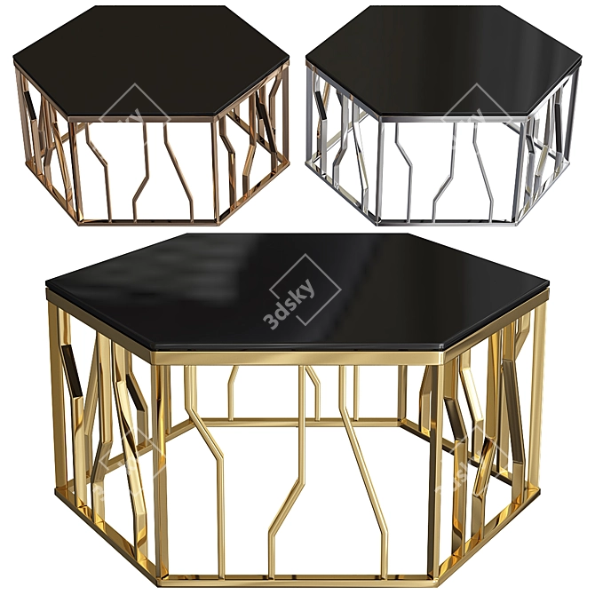 Modern Alvaro Hexagonal Coffee Table 3D model image 2