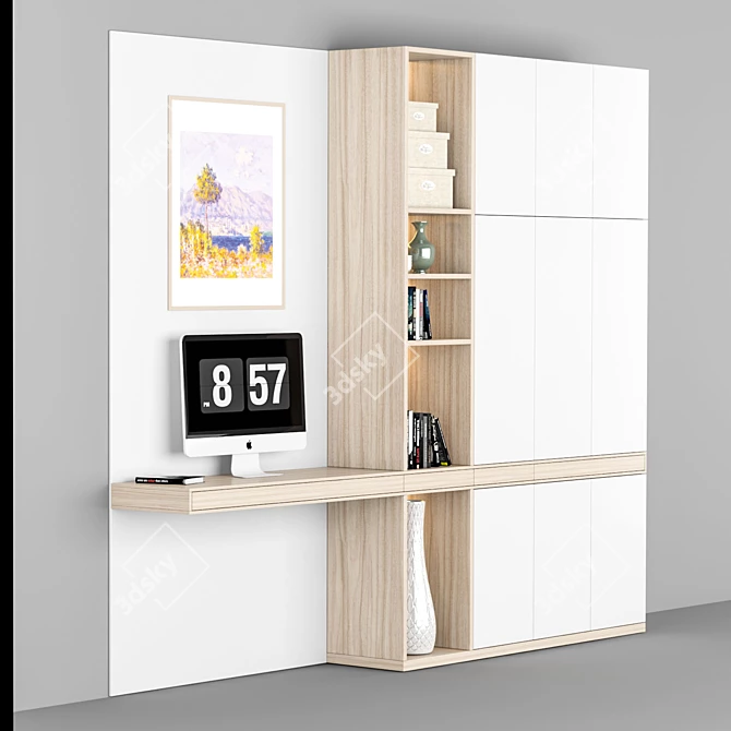 Multi-Purpose Home Office Shelf 3D model image 2