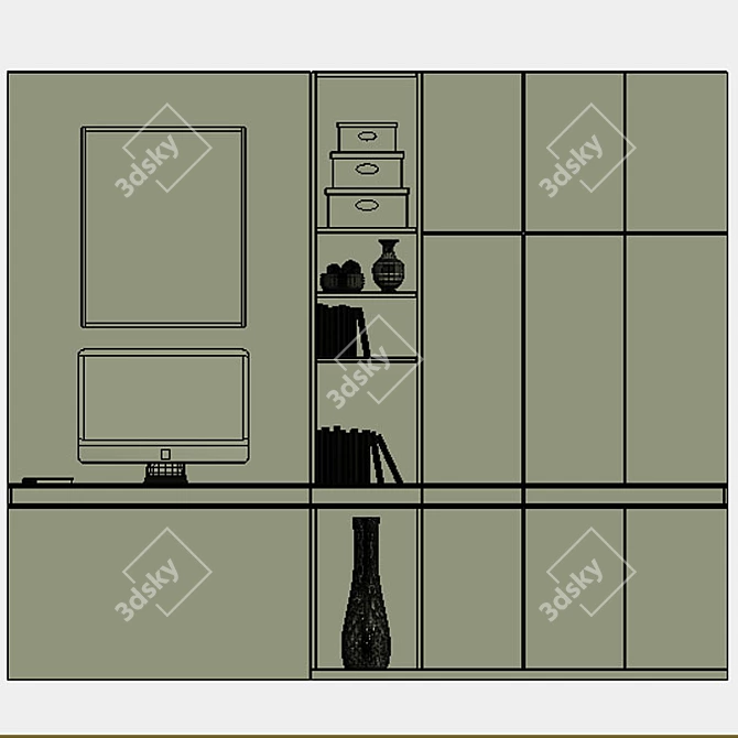 Multi-Purpose Home Office Shelf 3D model image 3