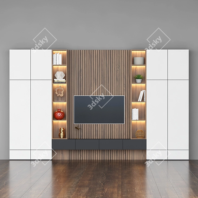  Modern TV Stand - Sleek Design & Spacious Storage 3D model image 1