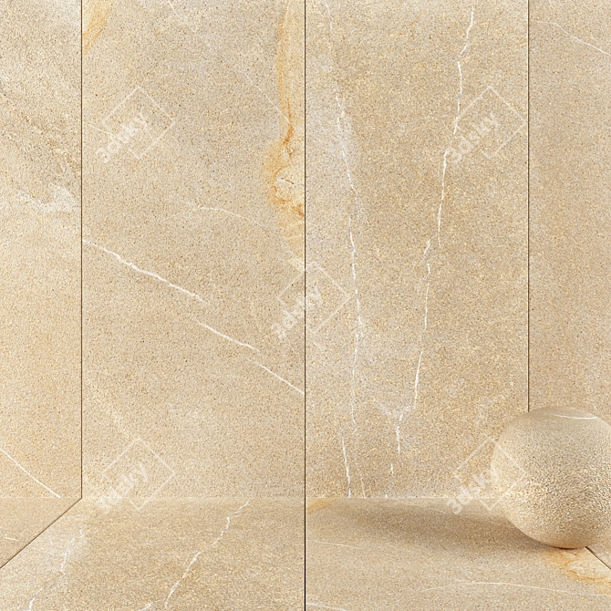 Beige Limestone Stone Wall Tiles 3D model image 1