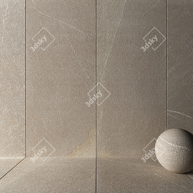 Limestone Gray Stone Wall Tiles 3D model image 2