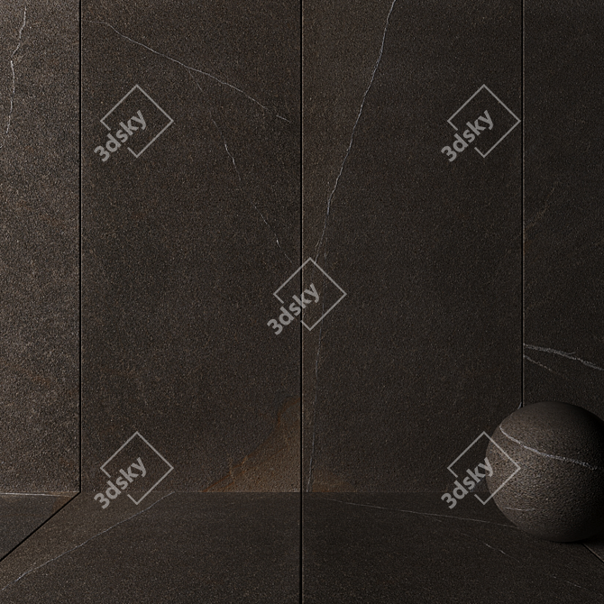 Anthracite Limestone Wall Tiles 3D model image 2