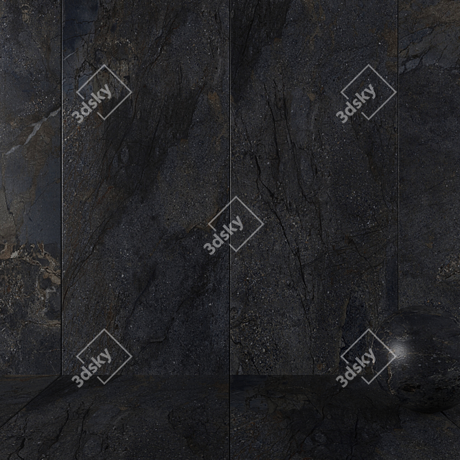 Manhattan Black Stone Wall Tiles: Multi-Texture 3D Set 3D model image 1