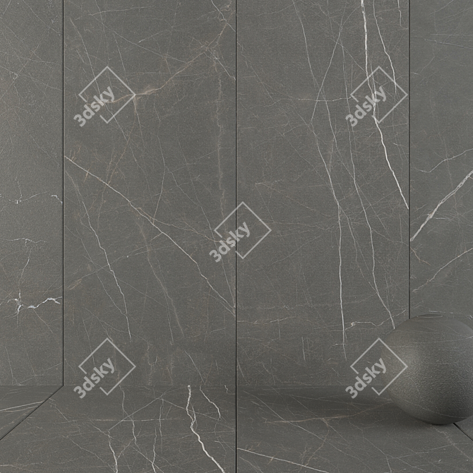 Elegant Simi Fume Stone Wall Tiles 3D model image 1