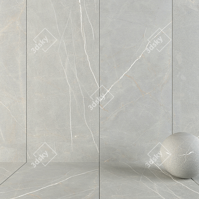 Elegant Simi Gray Stone Wall Tiles 3D model image 1
