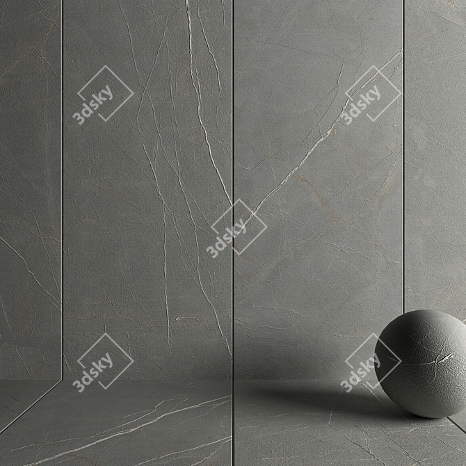 Elegant Simi Gray Stone Wall Tiles 3D model image 3