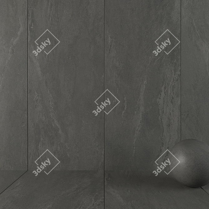 Tierra Black Stone Wall Tiles - Premium Quality & Multitextured 3D model image 1