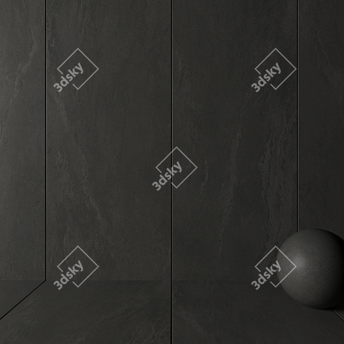 Tierra Black Stone Wall Tiles - Premium Quality & Multitextured 3D model image 2