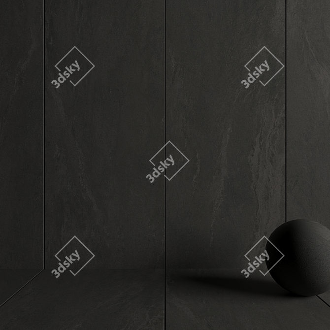 Tierra Black Stone Wall Tiles - Premium Quality & Multitextured 3D model image 3