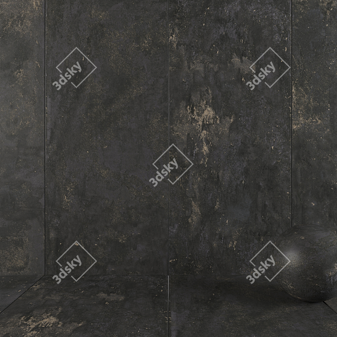 Troia Black Stone Wall Tiles: Versatile & High-Quality 3D model image 1