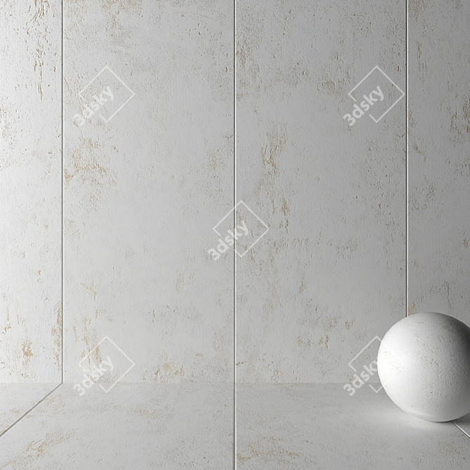 Elegant Troia White Stone Wall Tiles 3D model image 2