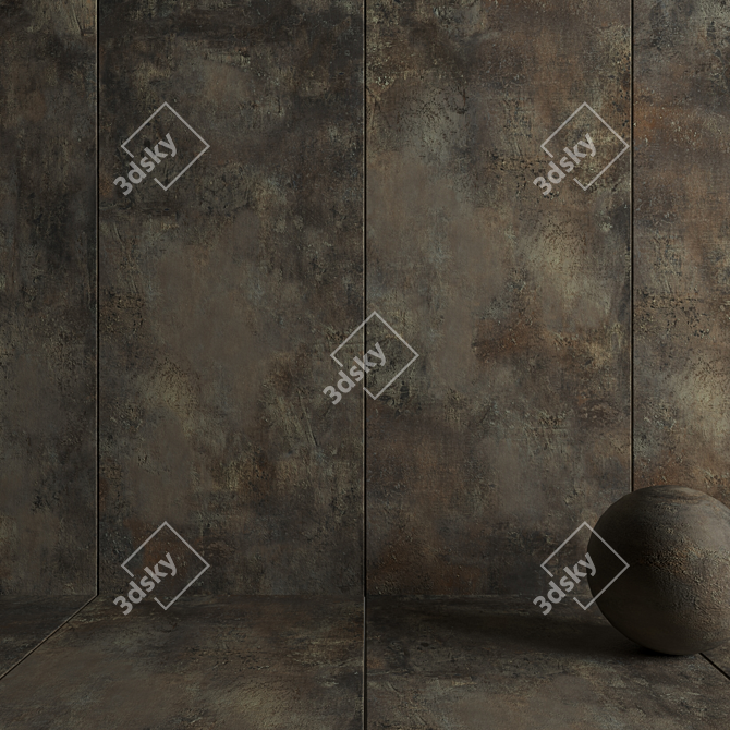 Underground Brown Stone Wall Tiles 3D model image 3