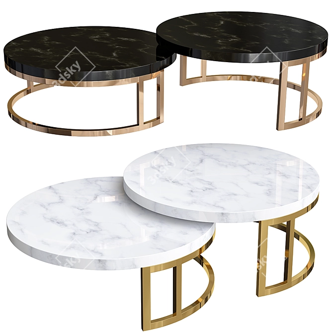 Elegant Gold Marble Coffee Table 3D model image 1