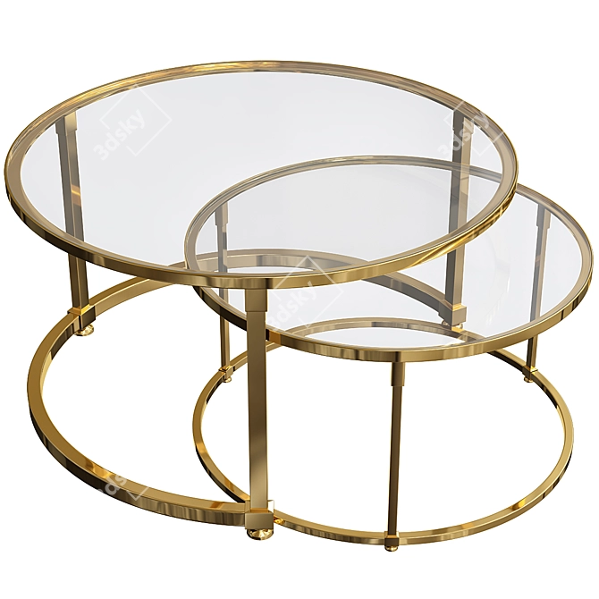 Modern Gold Frame Coffee Table 3D model image 1